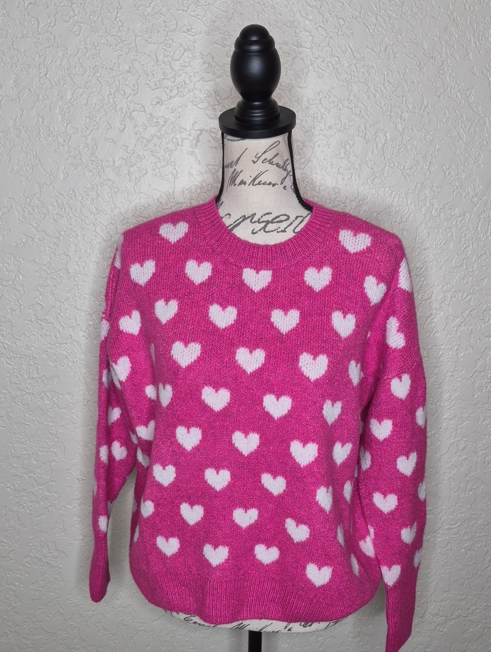 Vince Camuto Heart Print Sweater Size XS